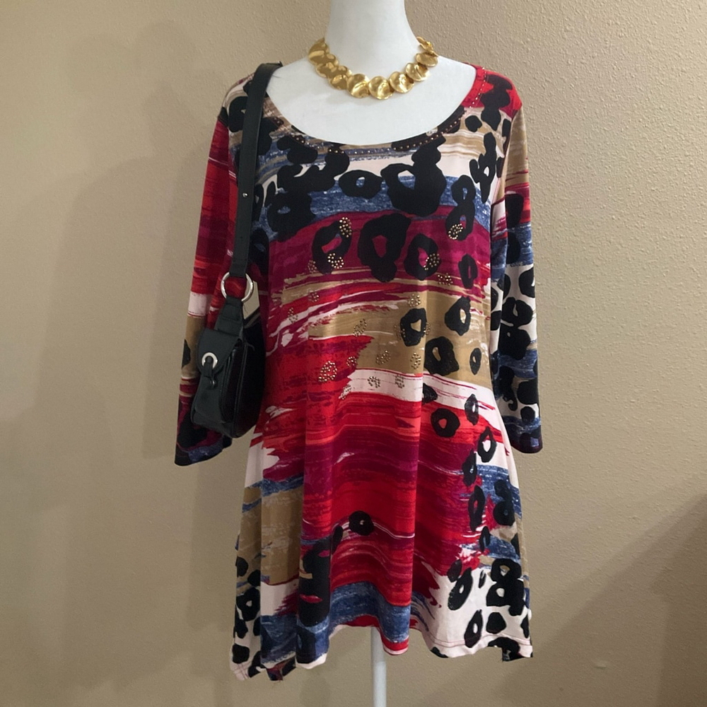 NWOT Multiples Womens Large Boho Abstract Tunic